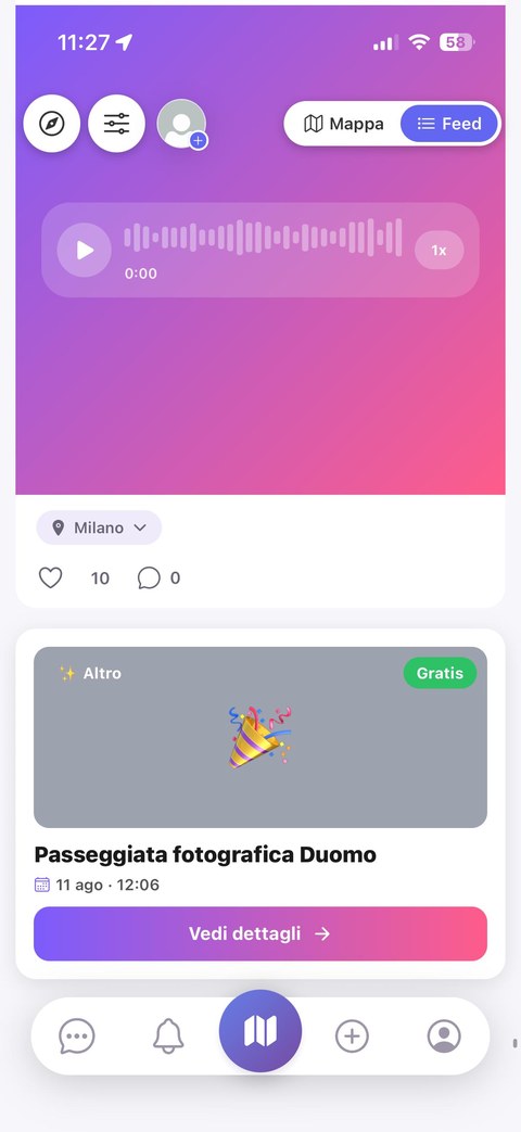 Feed delle storie geolocalizzate